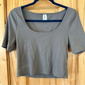 NWT New Nordstrom Abound Women's Gray Short Sleeve Crop Top XL